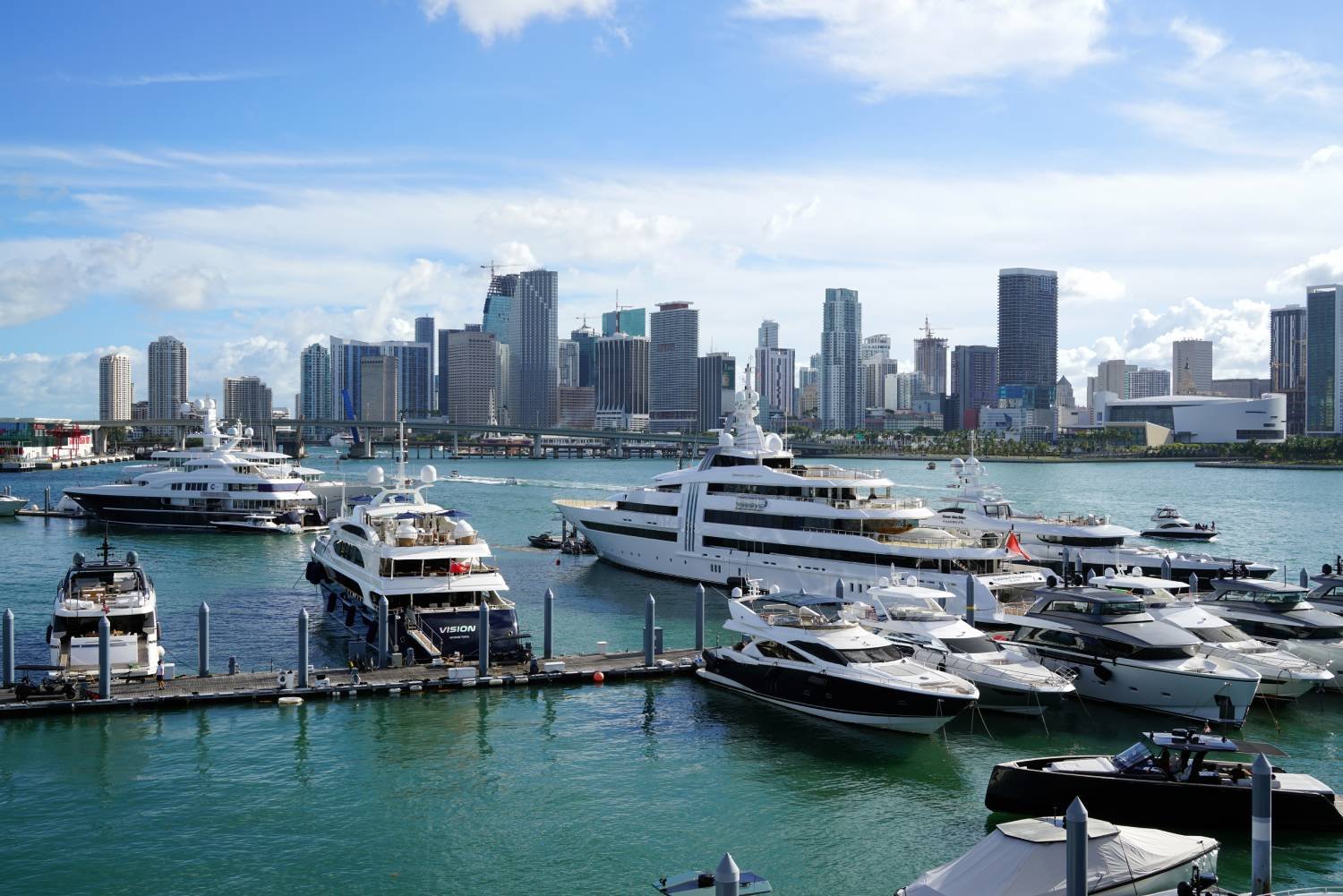 Luxury Yachts at Biscayne Bay Marina & Downtown Miami